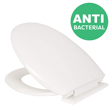Croydex Anti Bacterial Polypropylene Toilet Seat With Slow Close Hinge White At Victorian Plumbing Uk - Soft Close Toilet Seat Plastic Fittings