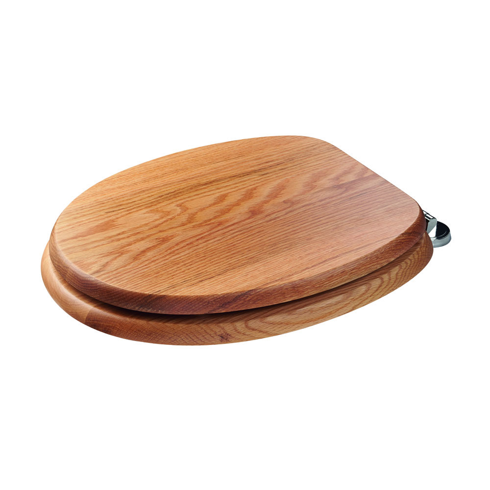 Croydex Sit Tight Bloomfield Solid Oak Toilet Seat with Chrome Hinges