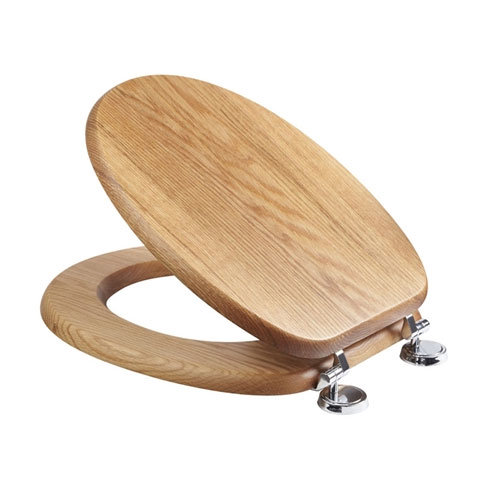 Croydex Sit Tight Bloomfield Solid Oak Toilet Seat with Chrome Hinges - WL530976H