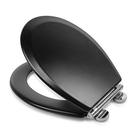 Croydex Lene Black Flexi-Fix Toilet Seat with Soft Close and Quick Release - WL601121H