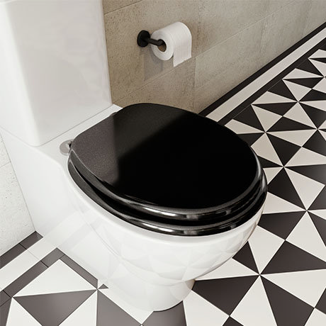 Croydex Flexi-Fix Black Quartz Effect Anti-Bacterial Toilet Seat - WL601821H