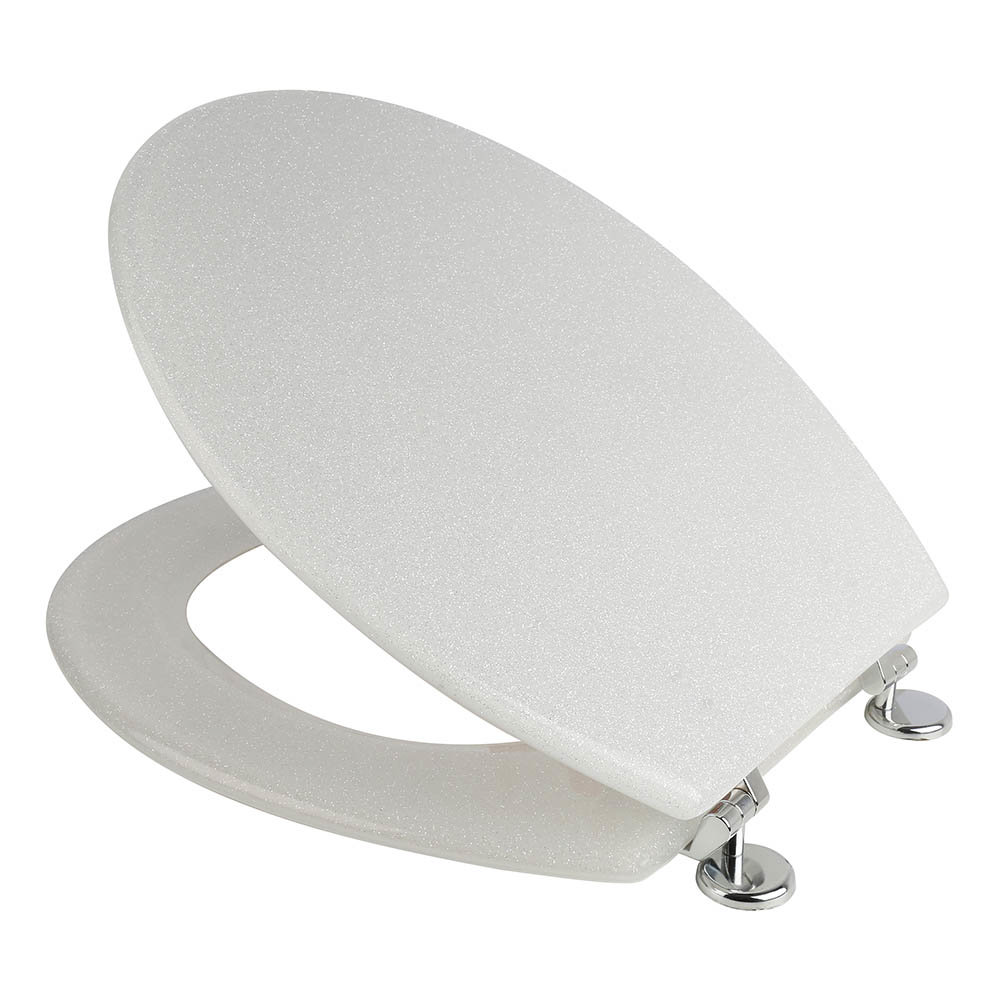 Croydex FlexiFix White Quartz Effect AntiBacterial Toilet Seat