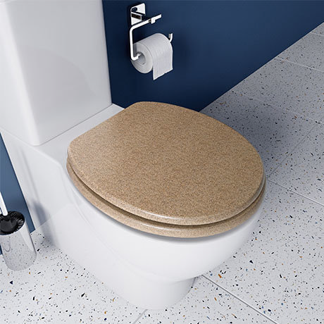 Croydex Flexi-Fix Dorney Sandstone Effect Anti-Bacterial Toilet Seat - WL601915H