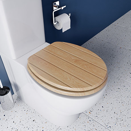 Croydex Flexi-Fix Geneva Oak Effect Anti-Bacterial Toilet Seat - WL602176H
