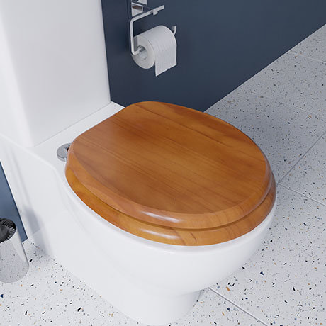 Croydex Flexi-Fix Davos Antique Effect Solid Pine Anti-Bacterial Toilet Seat - WL602250H