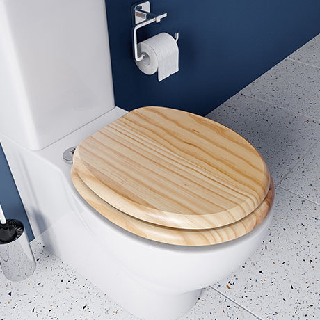 Croydex Flexi-Fix Davos Blonded Effect Solid Pine Anti-Bacterial Toilet Seat - WL602272H