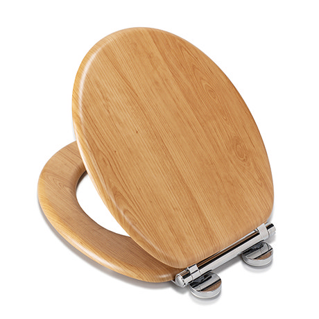 Croydex Hartley Oak Effect Toilet Seat with Soft Close and Quick Release - WL605076H