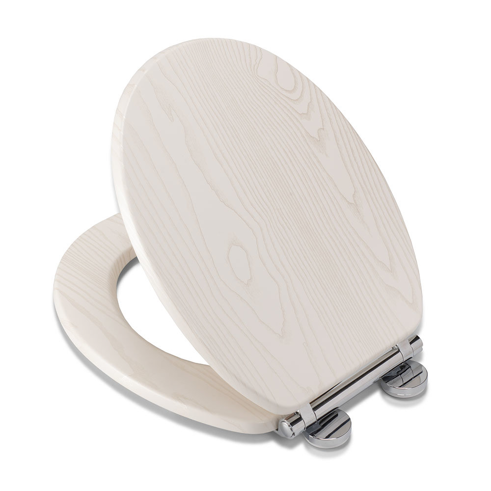 Croydex Maitland White Oak Effect Flexi-Fix Toilet Seat with Soft Close and Quick Release - WL605122H