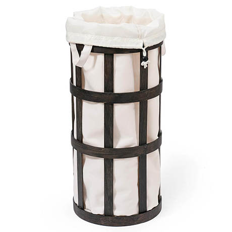 Freestanding Wooden Laundry Basket Cage Dark Oak/White