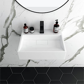 Arezzo 500mm Wall Mounted / Countertop Stone Resin Basin with Hidden Waste Cover