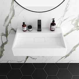 Arezzo 600mm Wall Mounted / Countertop Stone Resin Basin with Hidden Waste Cover