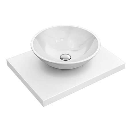 600 x 450mm White Shelf with Round White Marble Basin