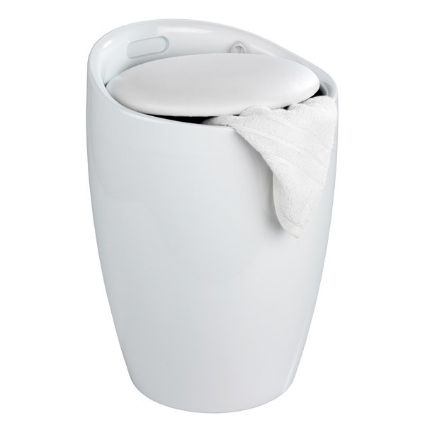 Wenko Candy Modern Laundry Bin & Bath Stool White 20631100 at