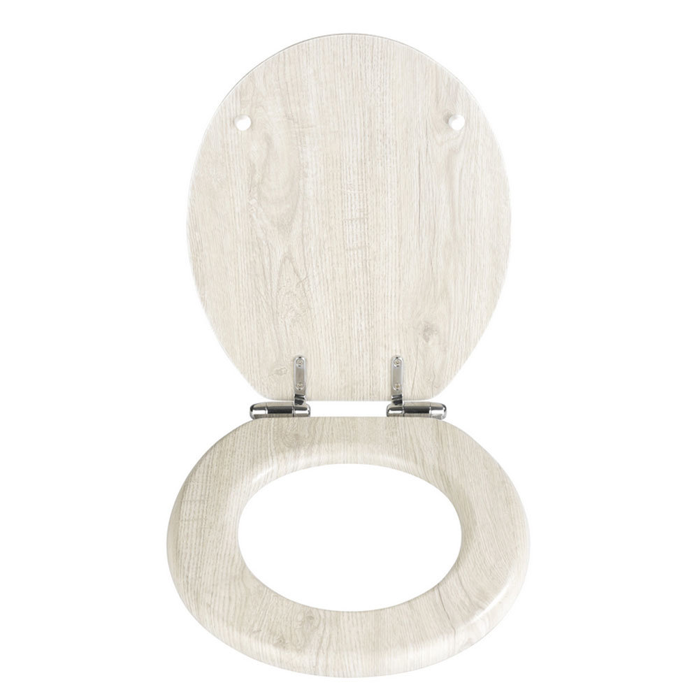 Wenko Oak Grey MDF Soft Close Toilet Seat At Victorian Plumbing