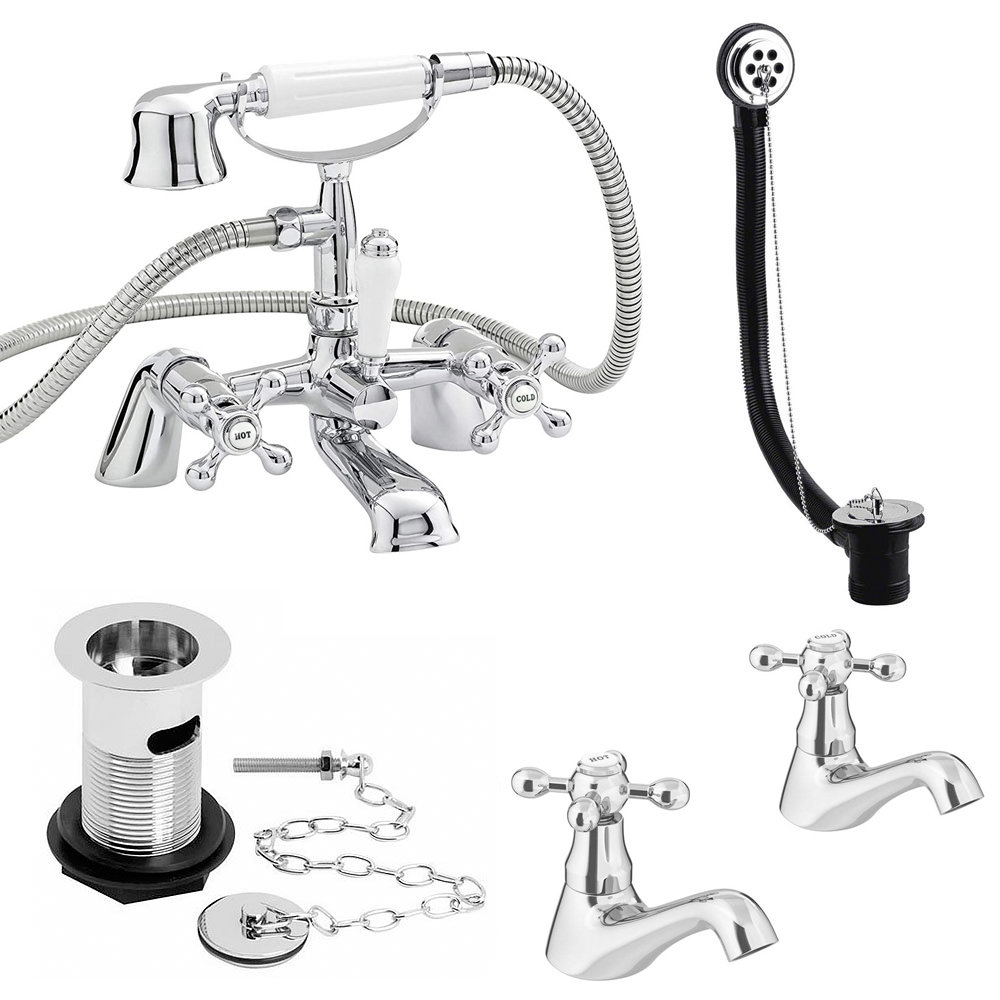 Nuie Traditional Viscount Bath Shower Mixer Pack - Chrome - X378