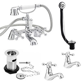 Nuie Traditional Viscount Bath Shower Mixer Pack - Chrome - X378