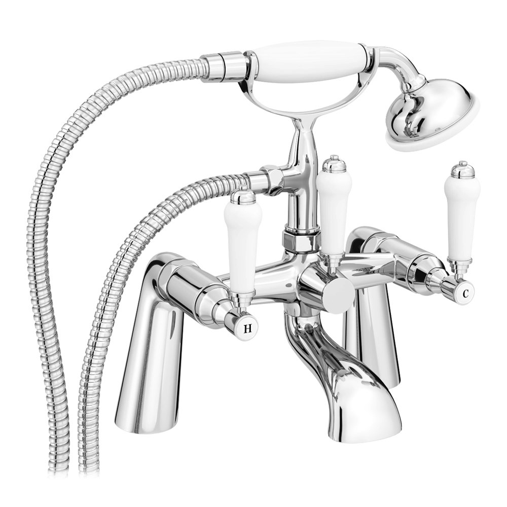 Nuie Traditional Bloomsbury Bath Shower Mixer & Shower Kit Chrome