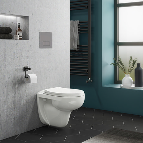 Wall Hung Toilet with Dual Flush Concealed WC Cistern + Wall Hung Frame