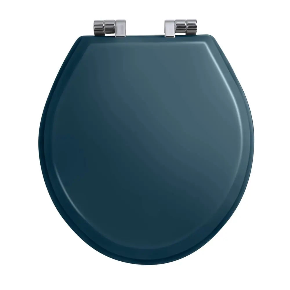 Imperial Oval Soft Close Toilet Seat with Chrome Hinges Moseley Blue