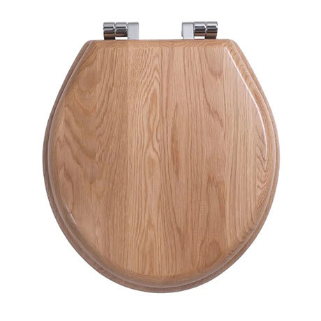 Imperial Oval Soft Close Toilet Seat with Chrome Hinges - Natural Oak