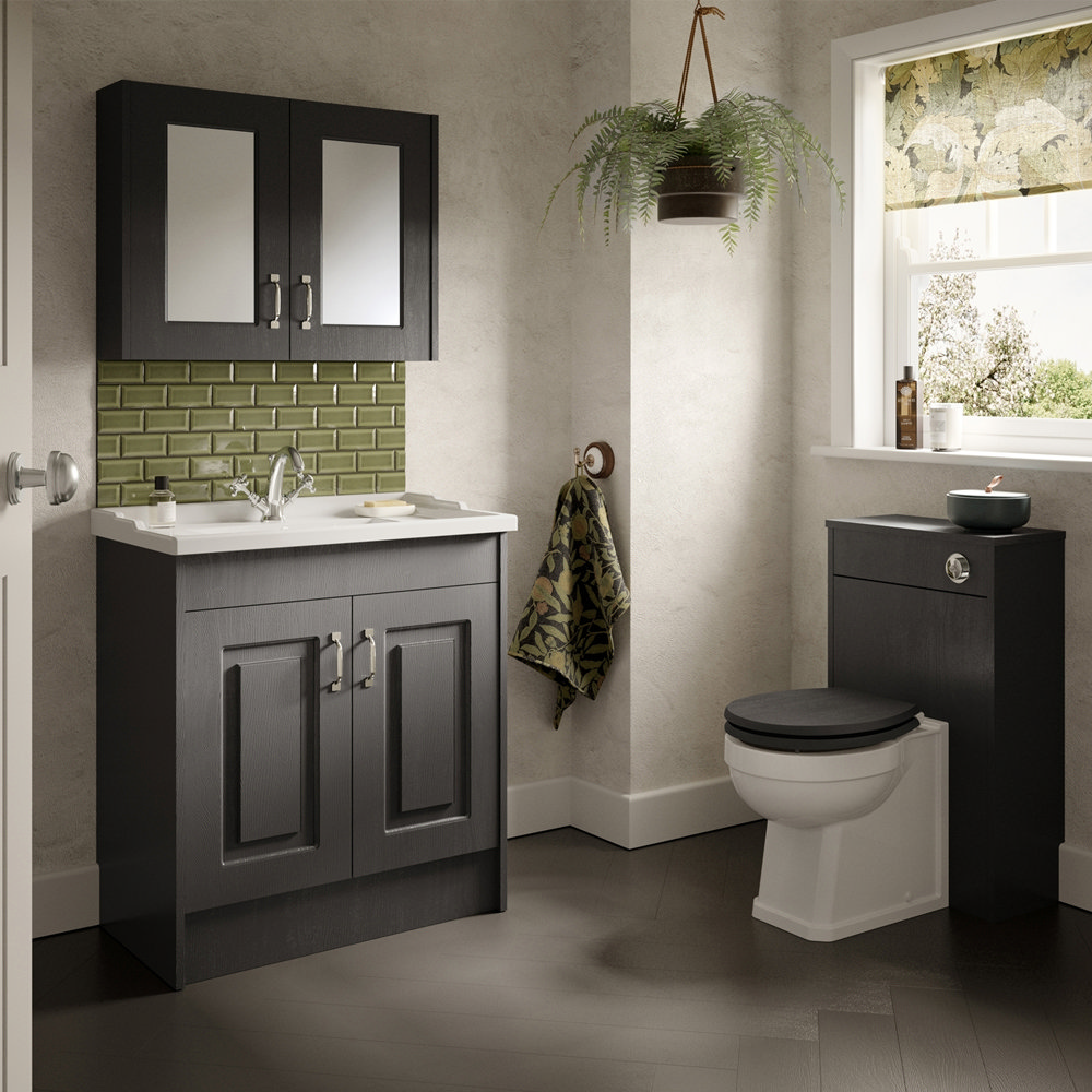 York Traditional Dark Grey Bathroom Basin Unit (620 x 470mm