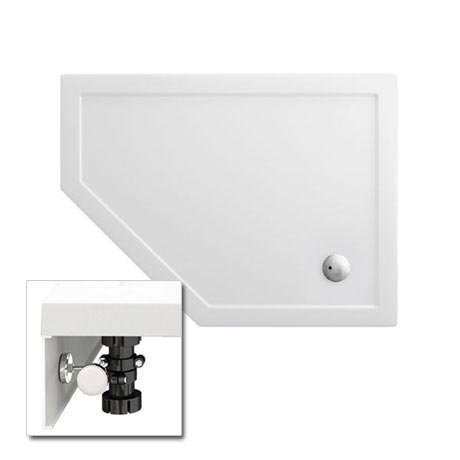Zamori - 35mm Offset Pentangle Shower Tray with Leg & Panel Set - Left Hand - Various Size Options