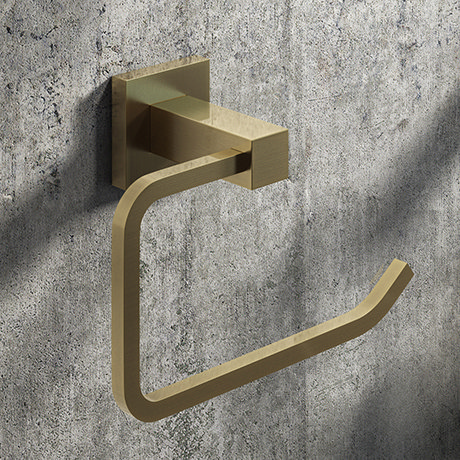 Arezzo Brushed Brass Square Toilet Roll Holder