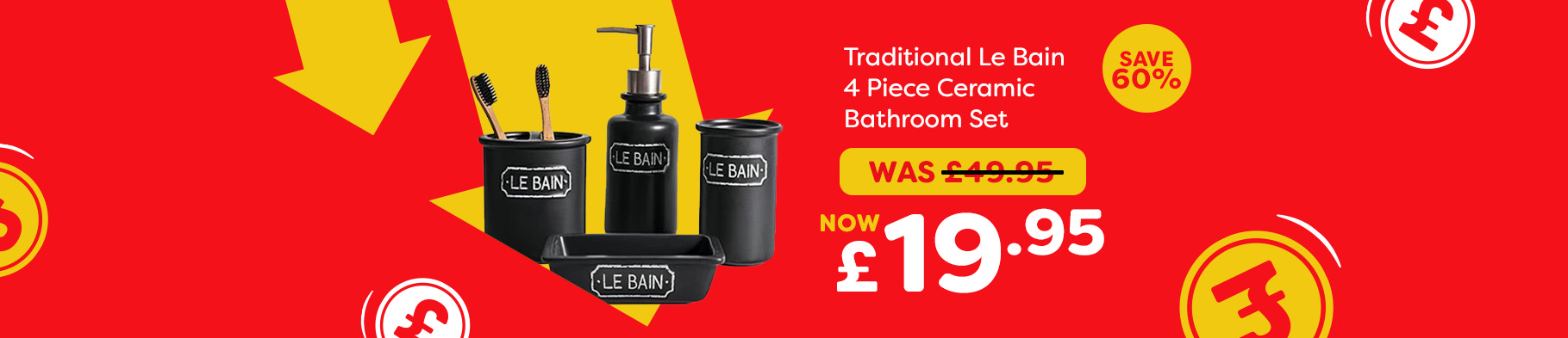  Banner 3 - Traditional Le Bain 4 Piece Ceramic Bathroom Set Matt Black