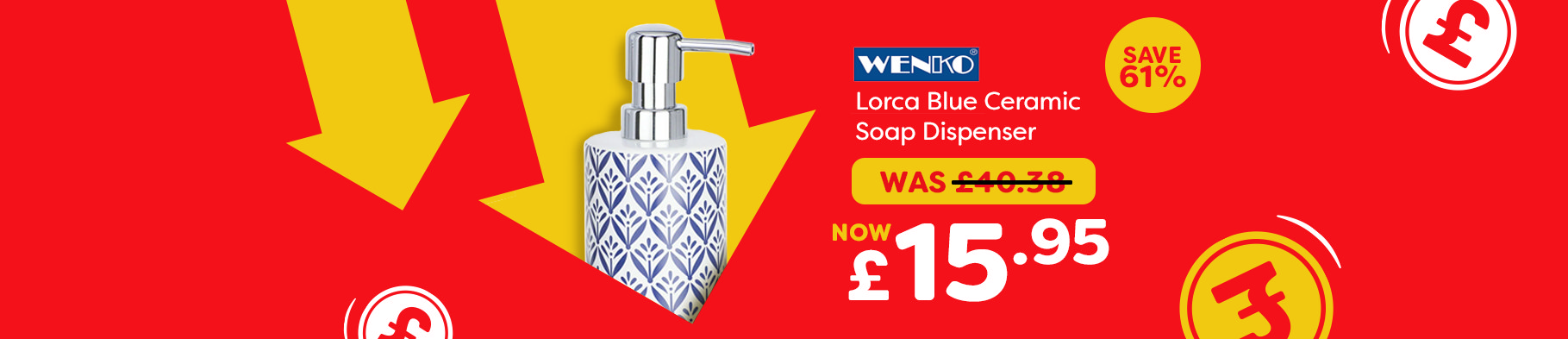 Banner 1 - Wenko Lorca Blue Ceramic Soap Dispenser