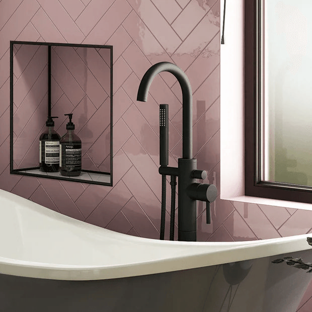 Modern matt black freestanding bath tap
