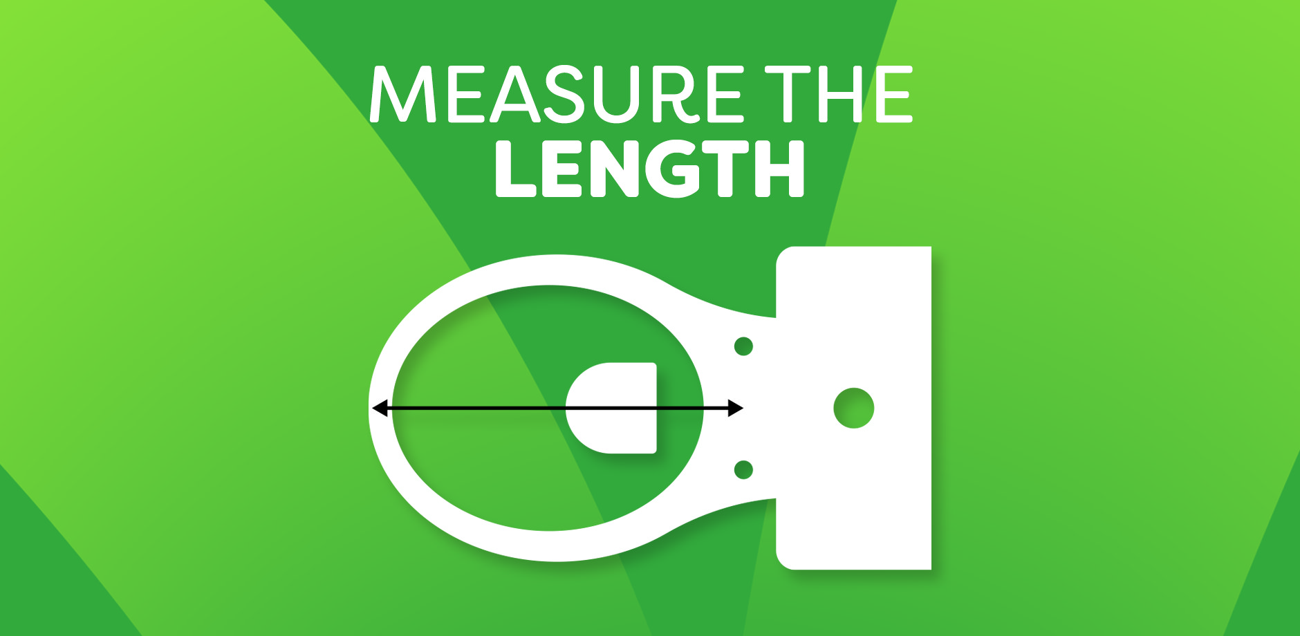 Diagram showing how to measure the length of a toilet seat from mounting holes to the front edge