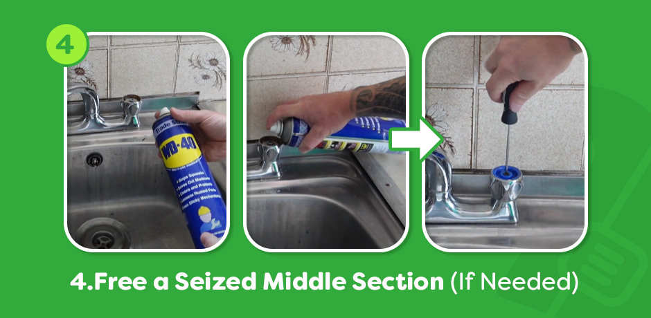 Freeing seized tap shroud with releasing spray, then easing off the middle section
