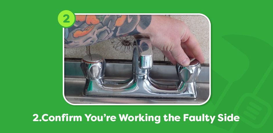 Checking which side drips by turning the hot and cold tap handles