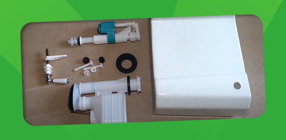 Close Coupled Toilet Components - Detailed layout of parts including cistern, float valve, and flush mechanism for DIY installation.