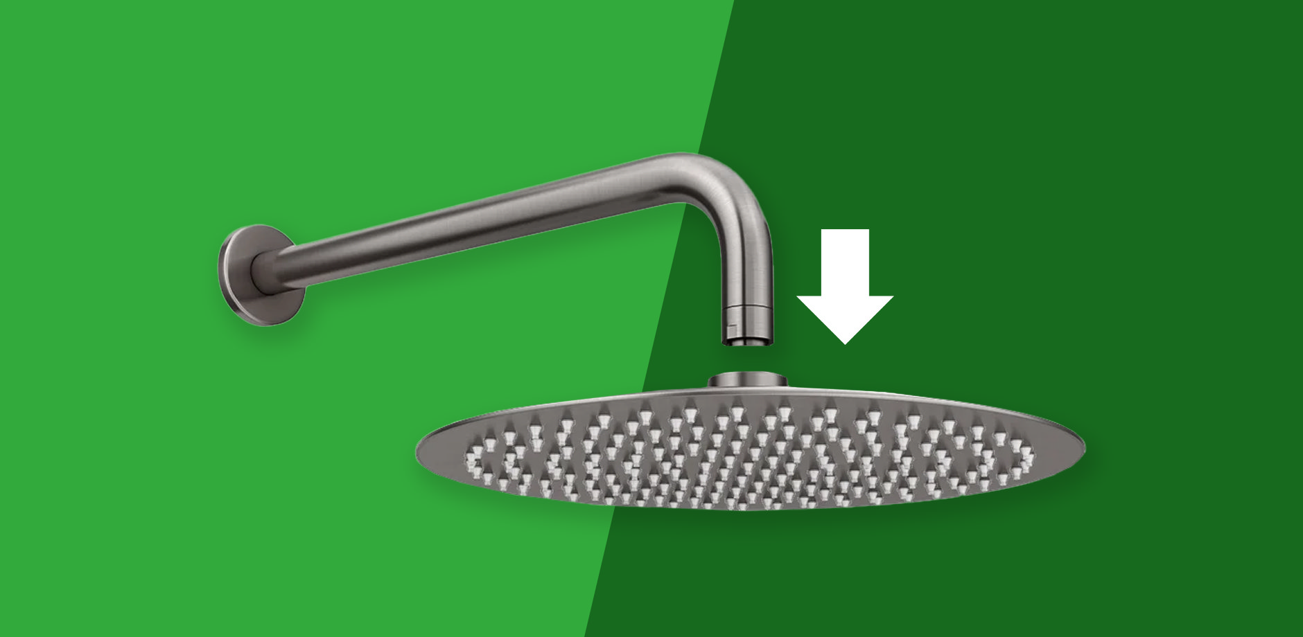 Image illustrating the process of removing a shower head by unscrewing it from the arm, as part of a DIY guide for replacing shower heads.