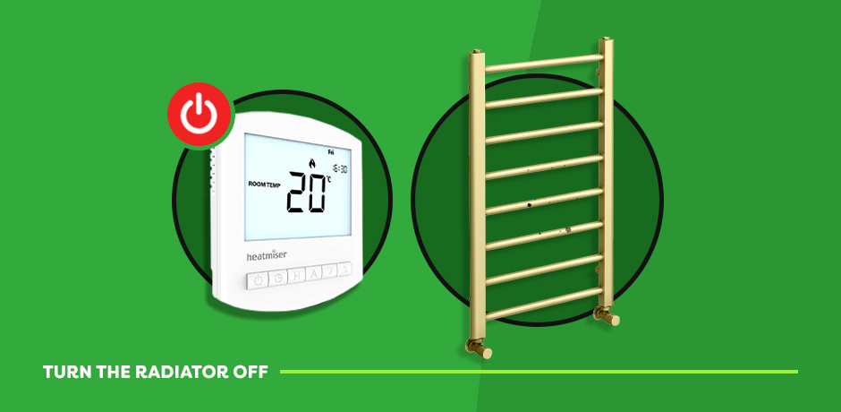 Turn off the radiator with thermostat and towel radiator illustration