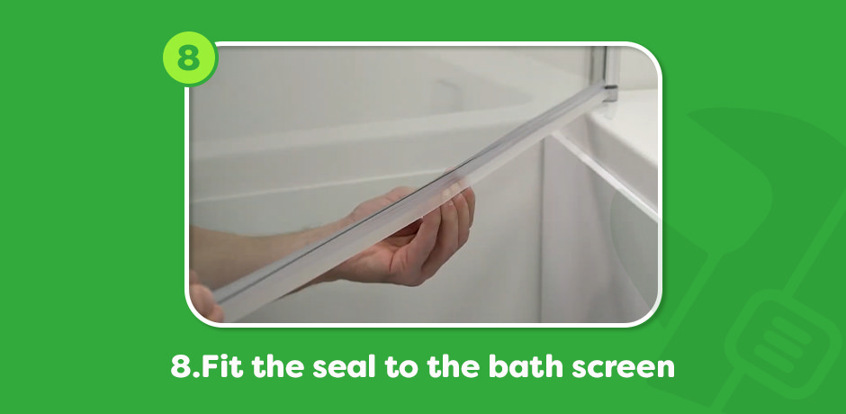 Illustration showing how to securely fit a towel rail to a bath screen, adding functionality and style to your bathroom.