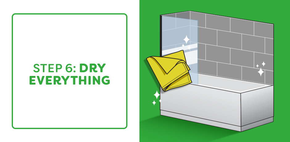 Drying shower tiles with a cloth to prevent soap scum build-up