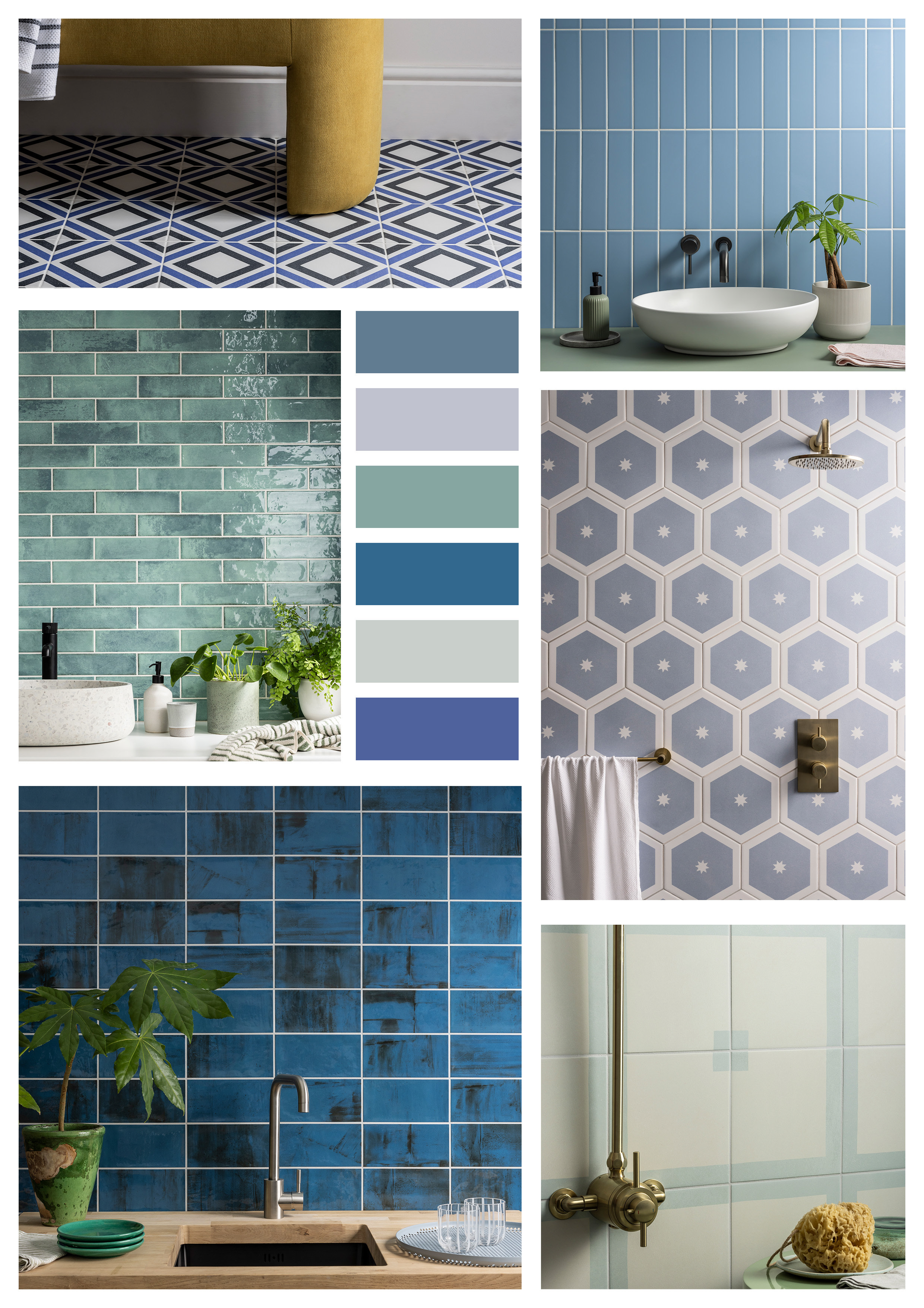 Blue tiles with coastal colour palette