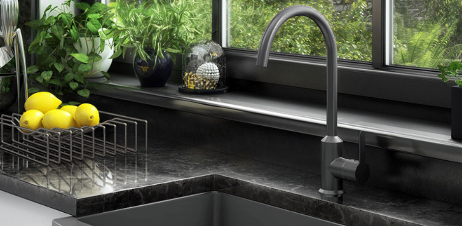 Gunmetal gooseneck single lever kitchen tap