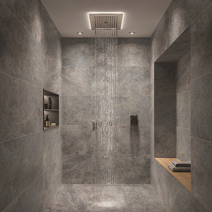 Wetroom with stone effect waterproof wall panels