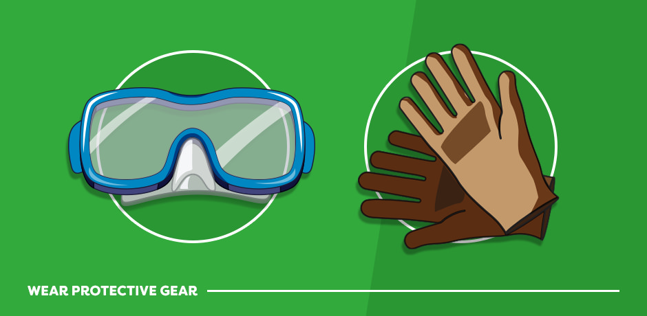 Wear protective gear, including goggles and gloves, for safe black mould removal from bathroom sealant – Victorian Plumbing guide