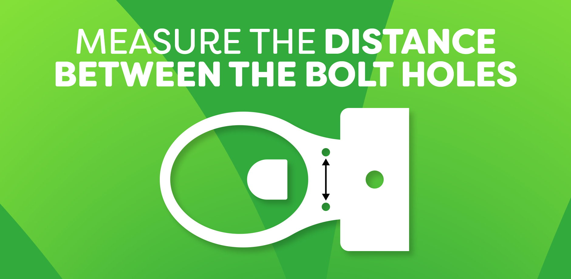 Diagram showing how to measure the distance between the bolt holes on a toilet seat