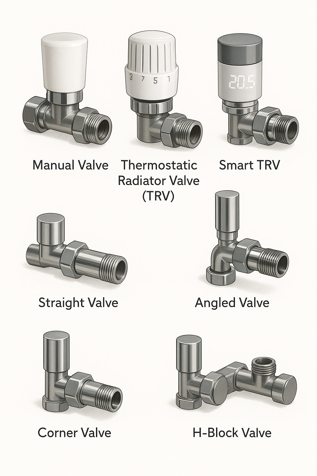 Radiator valve types 