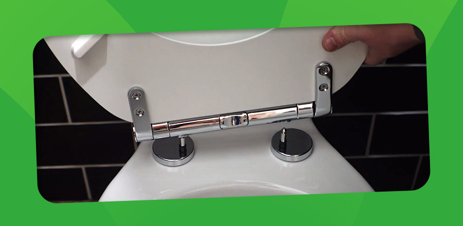 Attaching a Toilet Seat to a Close Coupled Toilet Pan with Chrome Hinges.