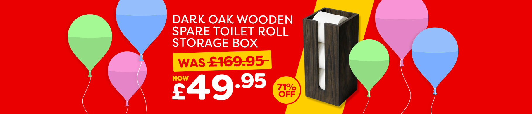  Banner 3 - Wooden Spare Toilet Roll Storage Box Dark Oak