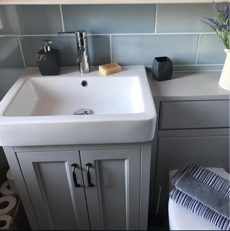 Customer Bathroom Picture - Chatsworth Grey Vanity Unit Inset Basin Monobloc Mixer Tap | glorygirl Bournemouth