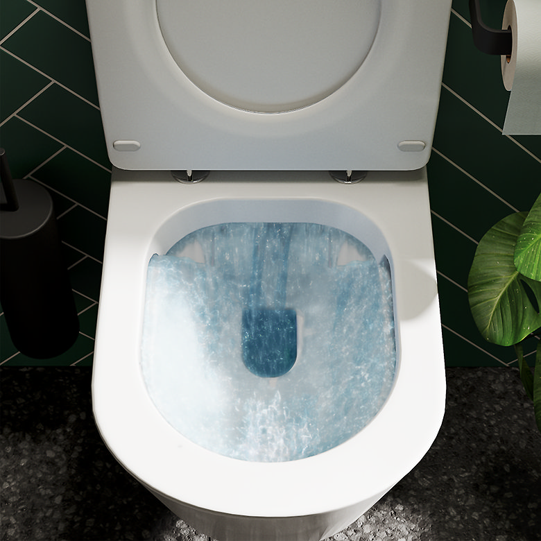 open rimless toilet with advanced water-saving flush