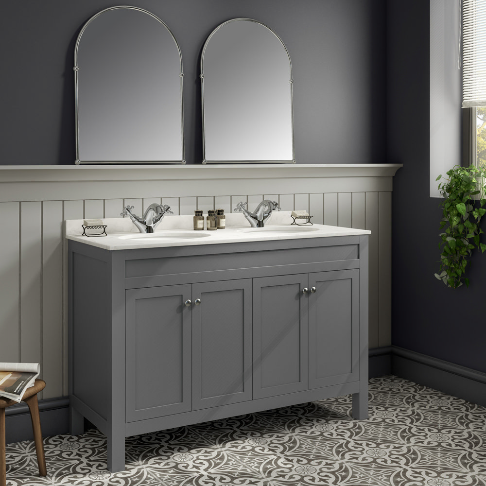 Double Vanity Unit with White Marble Top