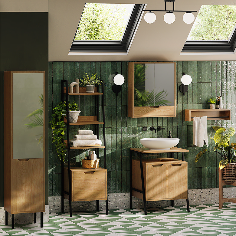 rustic dark green boho bathroom tiles 